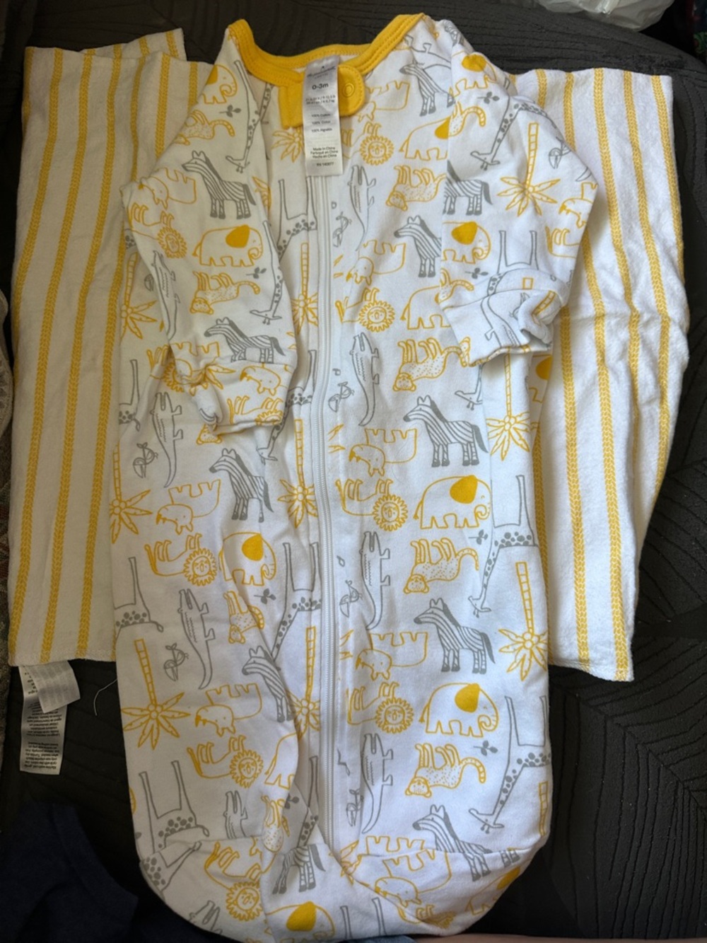 Striped Yellow & White Baby Swaddle Blanket